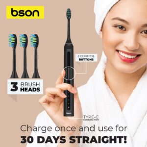 Sonic Toothbrush – 5 Cleaning Modes, 3 Intensity Levels & 30-Day Battery