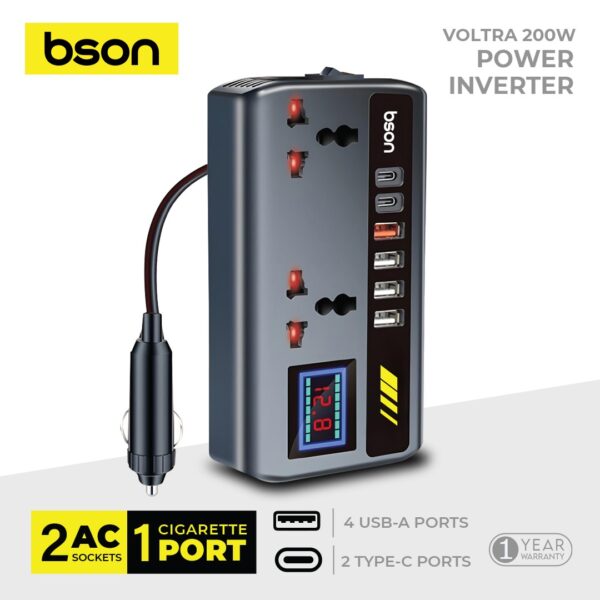 Voltra 200W Power Inverter – Compact Backup Power with 6 Output Ports - Image 2