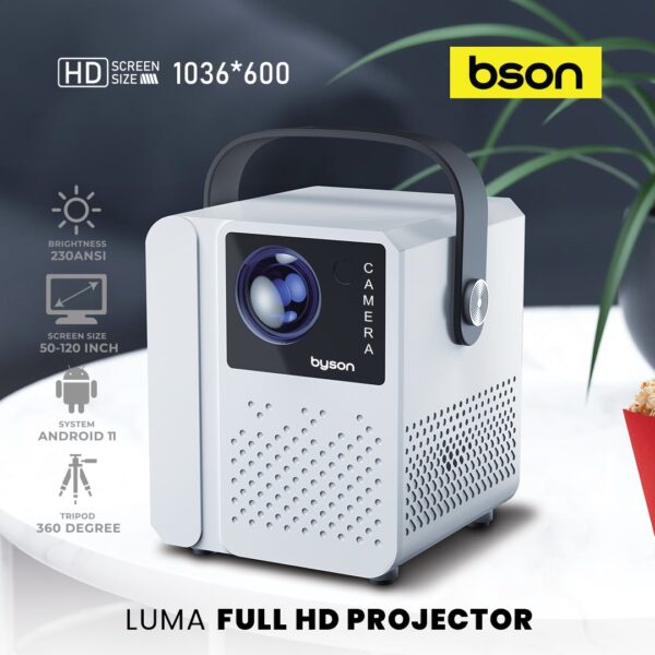 Lumafull HD Pro Projector – 230 ANSI Lumens, 50-120" Screen, Android TV & 360° Portability